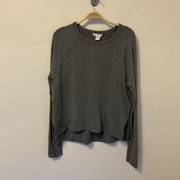 Athleta Coaster Luxe Sweatshirt S Gray‎ Stretch Crewneck Modal Ultra Soft - Picture 1 of 8